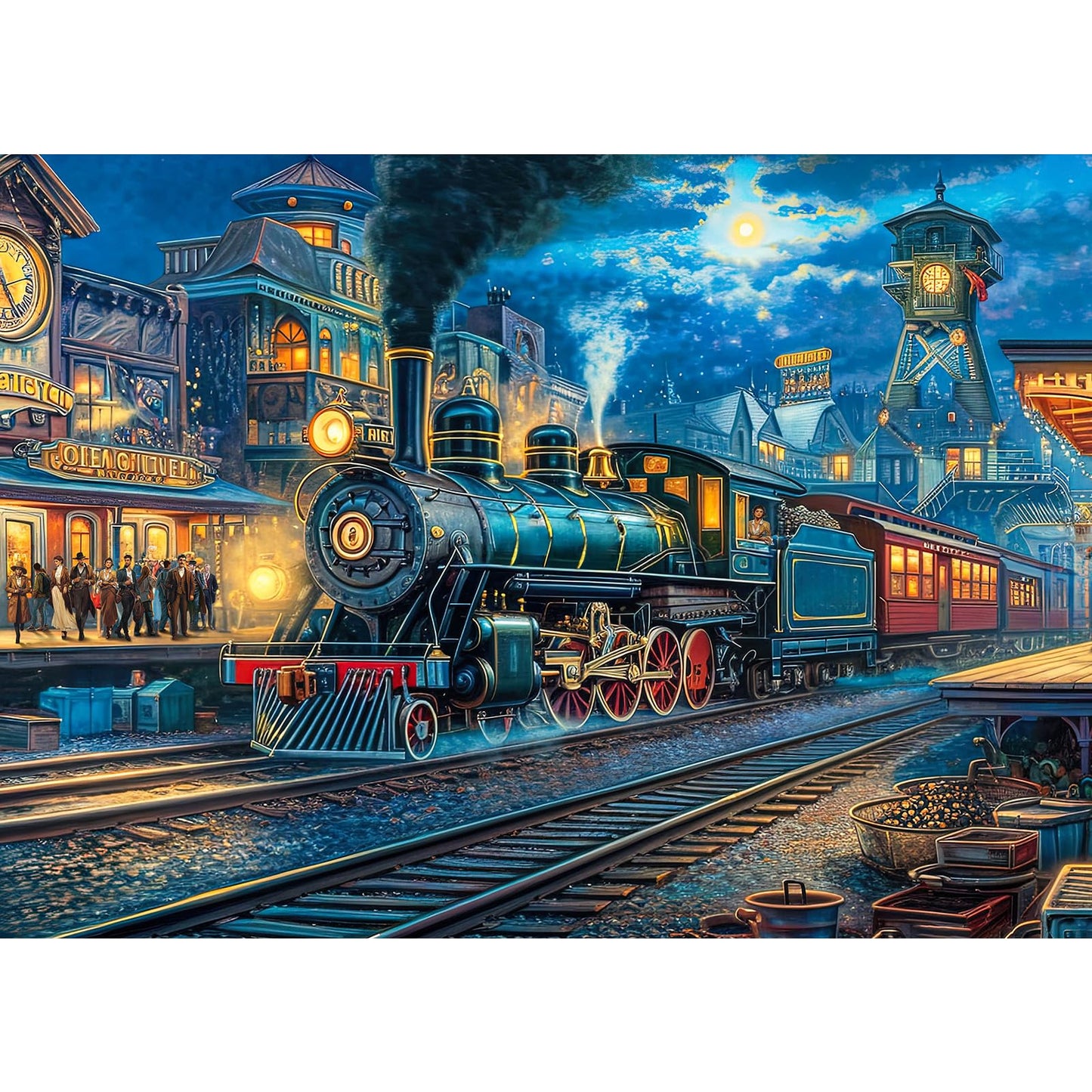 TangMosaic 1000 Piece Puzzle for Adults, Train Departure Jigsaw Puzzle, Impossible Puzzles Game, Interlock Perfectly No Dust, Home Decoration Puzzle, Gift for Christmas Valentine Easter Parents