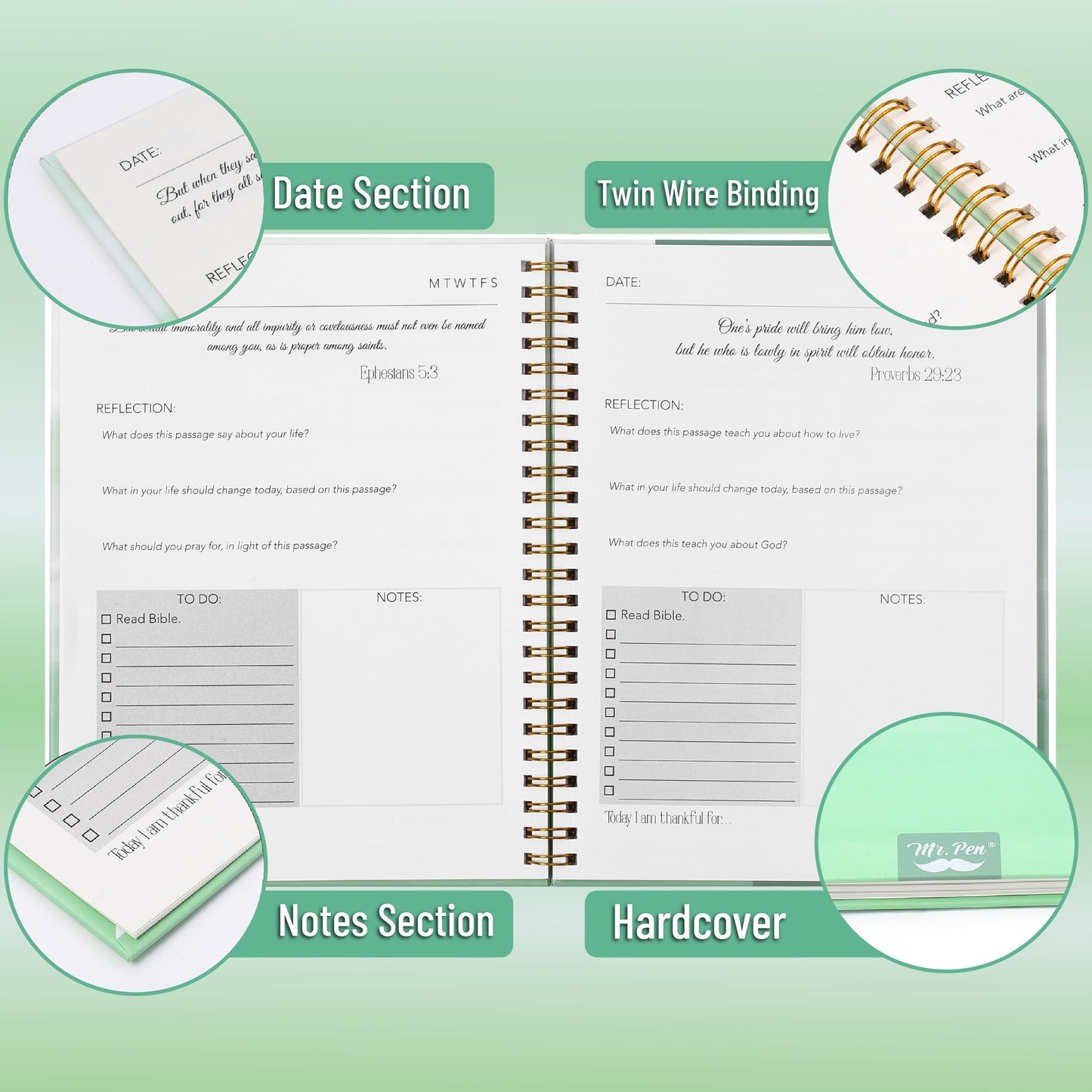 Mr. Pen- Bible Journaling Kit for Women, Bible Highlighters and Pens No Bleed, Notes, Tabs, Washi Tape & Journal for Devotions, Prayer & Christian Gifts