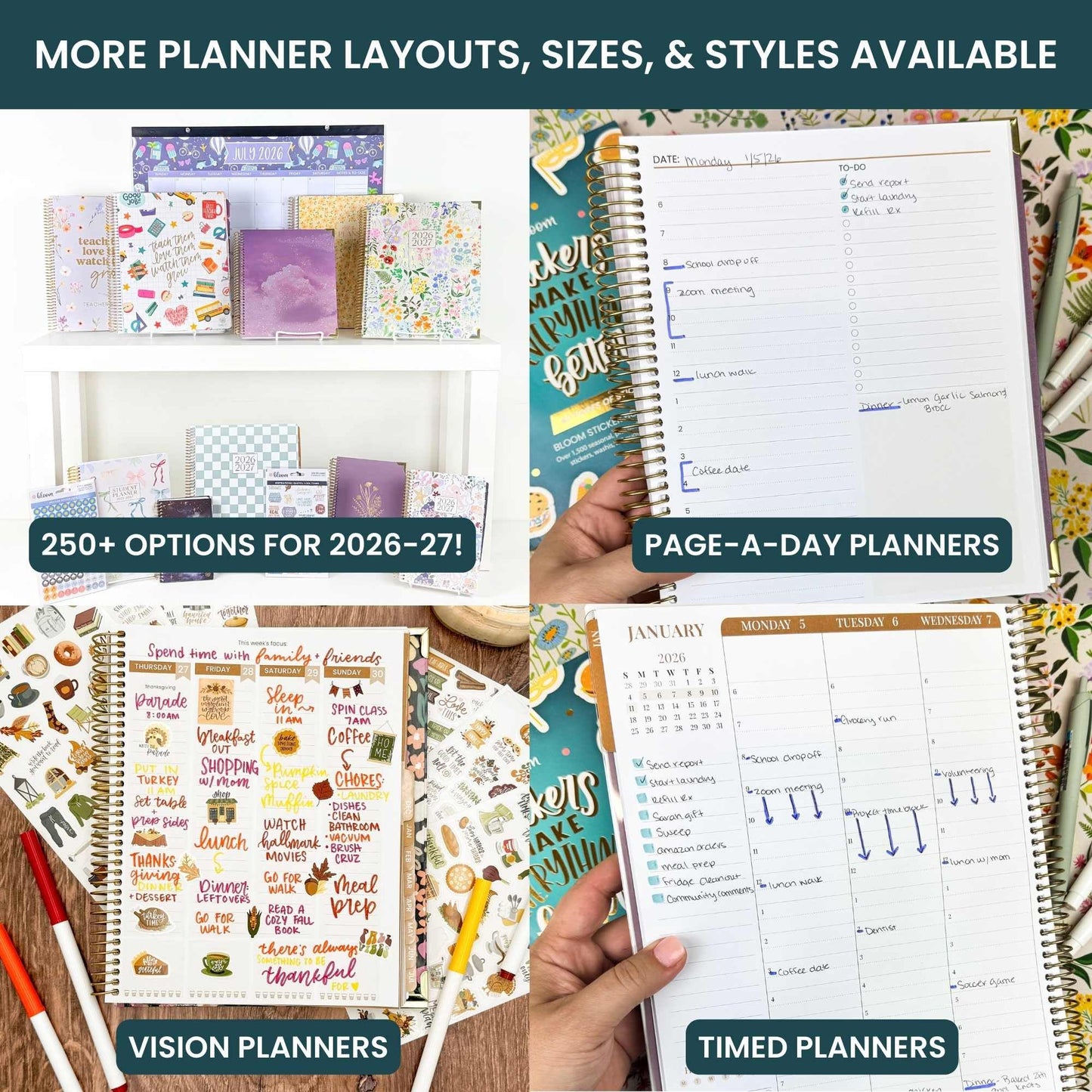 bloom daily planners 2026-2027 Planner - Academic Year (July 2026 - July 2027) Monthly & Weekly Soft Cover Planner for Women - 13 Month Calendar Agenda Book with Stickers - 5.5" x 8.25" - Checkered