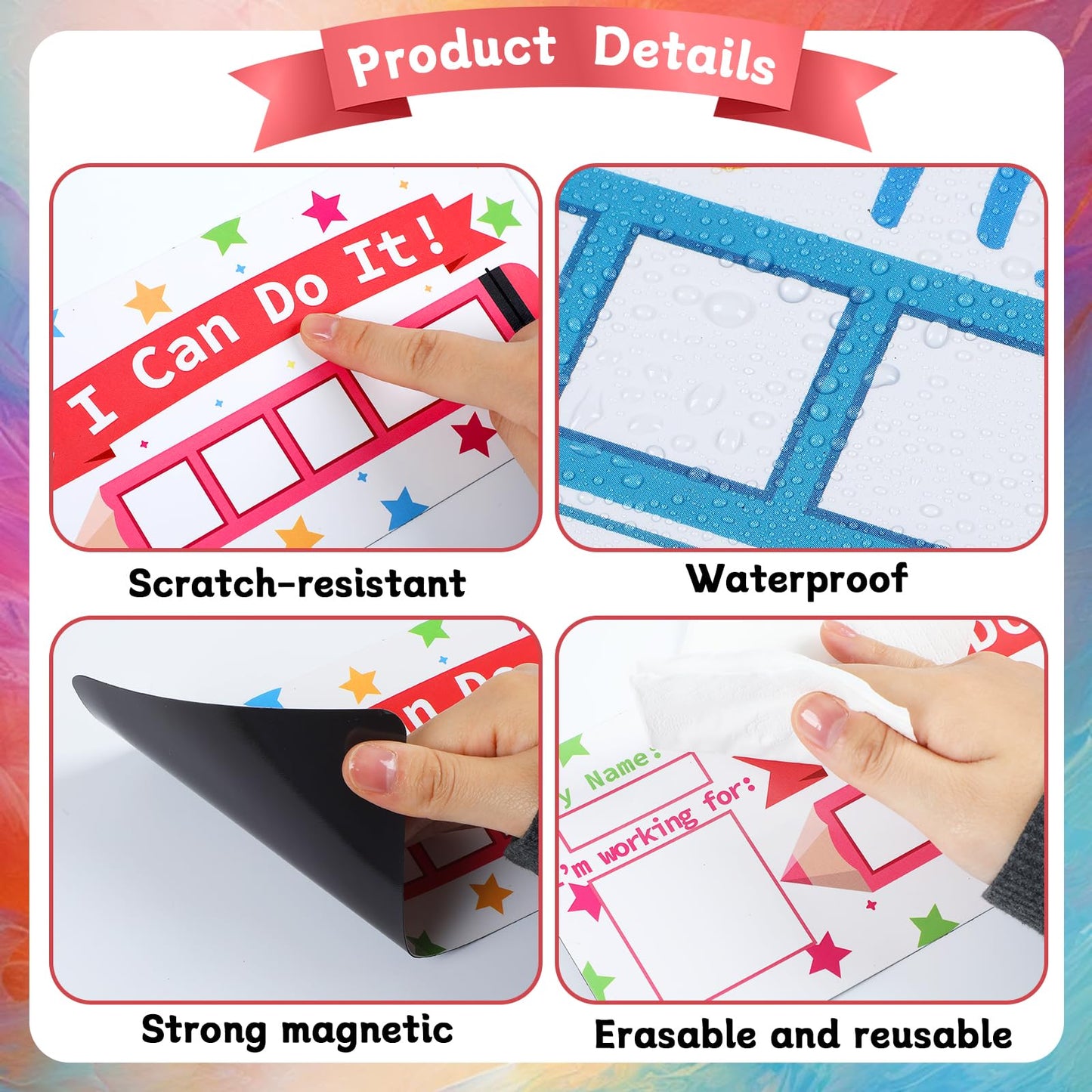 3 Sets Magnetic Rewards Chart for Kids I Can Do It Token Board Pencil Themed Behavior Chart at Home Positive Star and Customization Goal Box Incentives for Teacher Essentials Elementary Classroom
