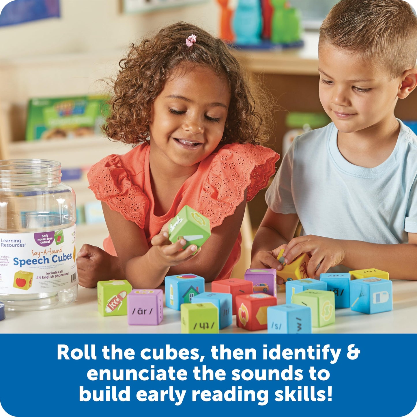 Learning Resources Say-a-Sound(TM) Speech Cubes, Preschool Learning Activities, ABC Flash Cards, Speech Therapy Toys, Gifts For Kids, Ages 3+, 16 Pieces