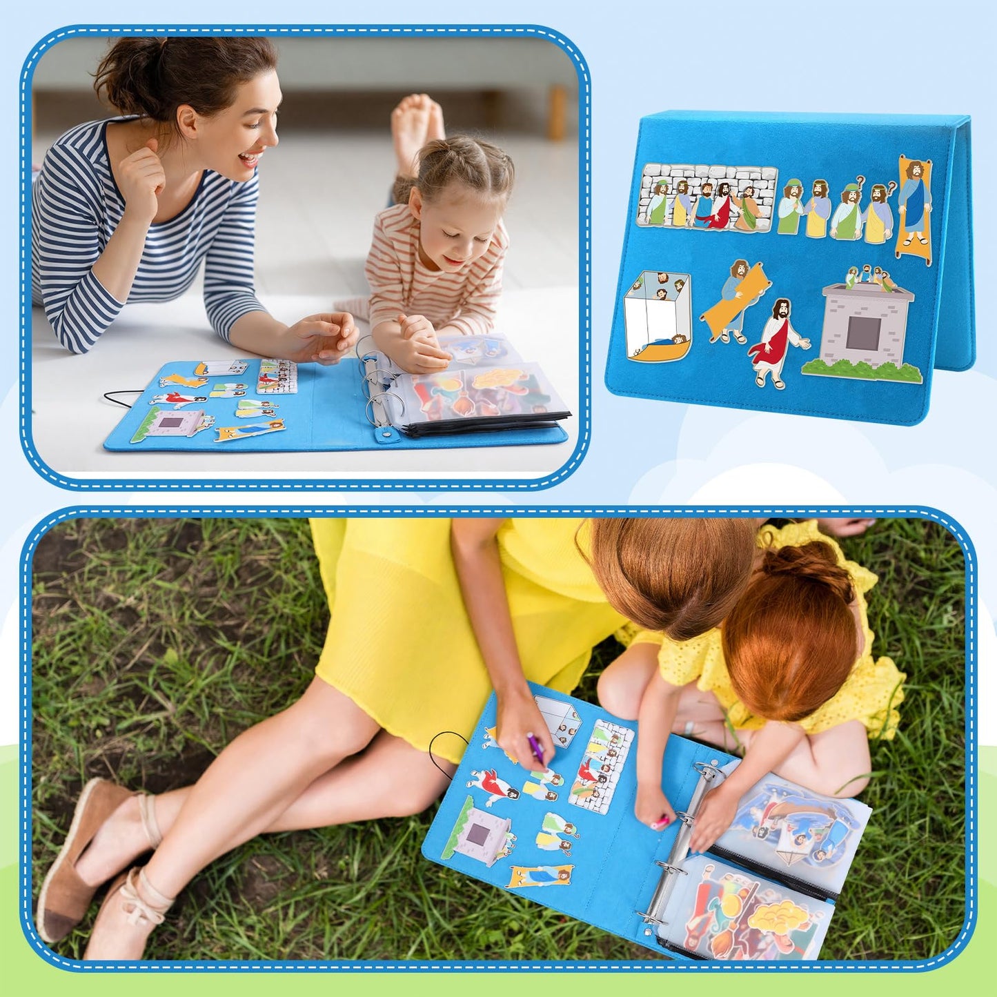 Windkream 13 Pack Advent Felt Board Bible Stories Set, Flannel Board Stories with A Felt Pieces Storage Binder for Preschool Activities
