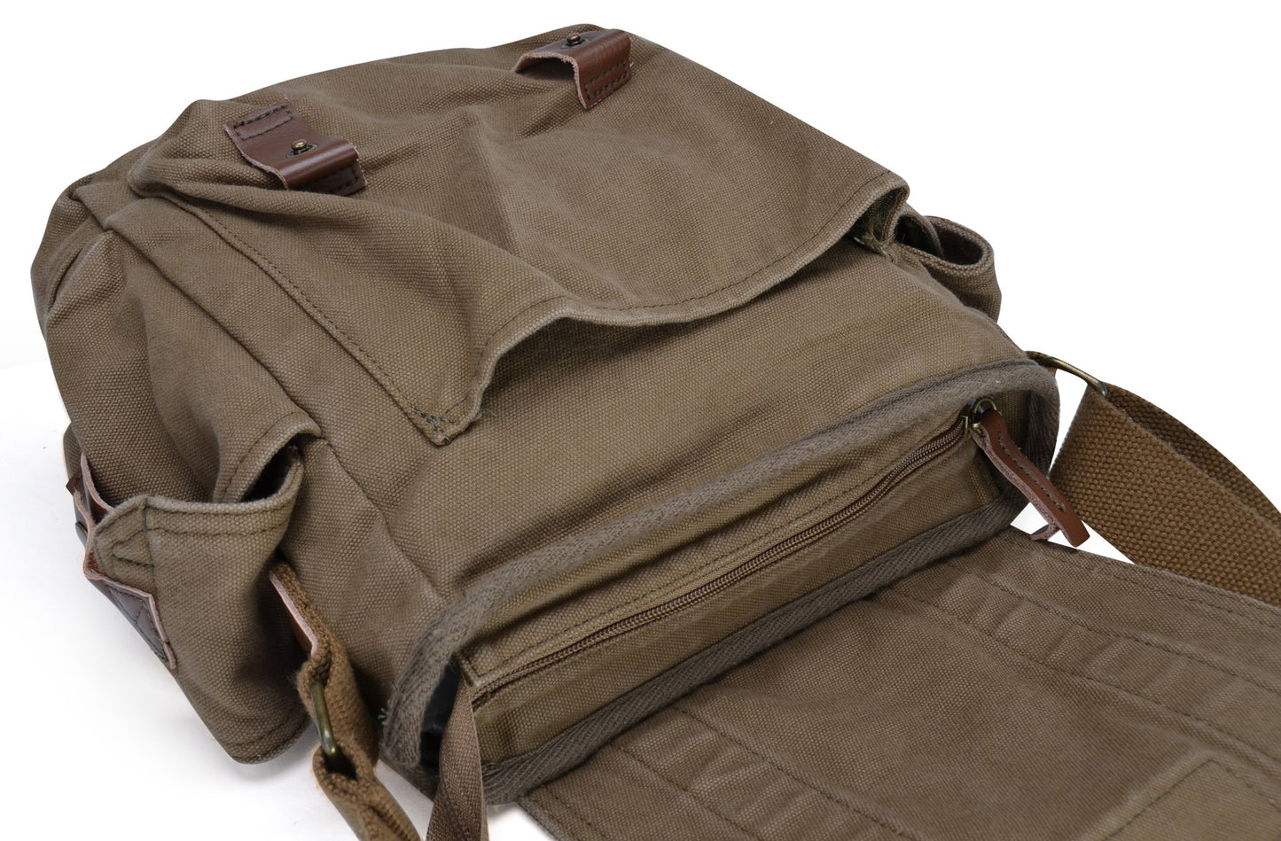 GOOTIUM Canvas Messenger Bag - Small Vintage Shoulder Purse Crossbody Satchel, Field Tan