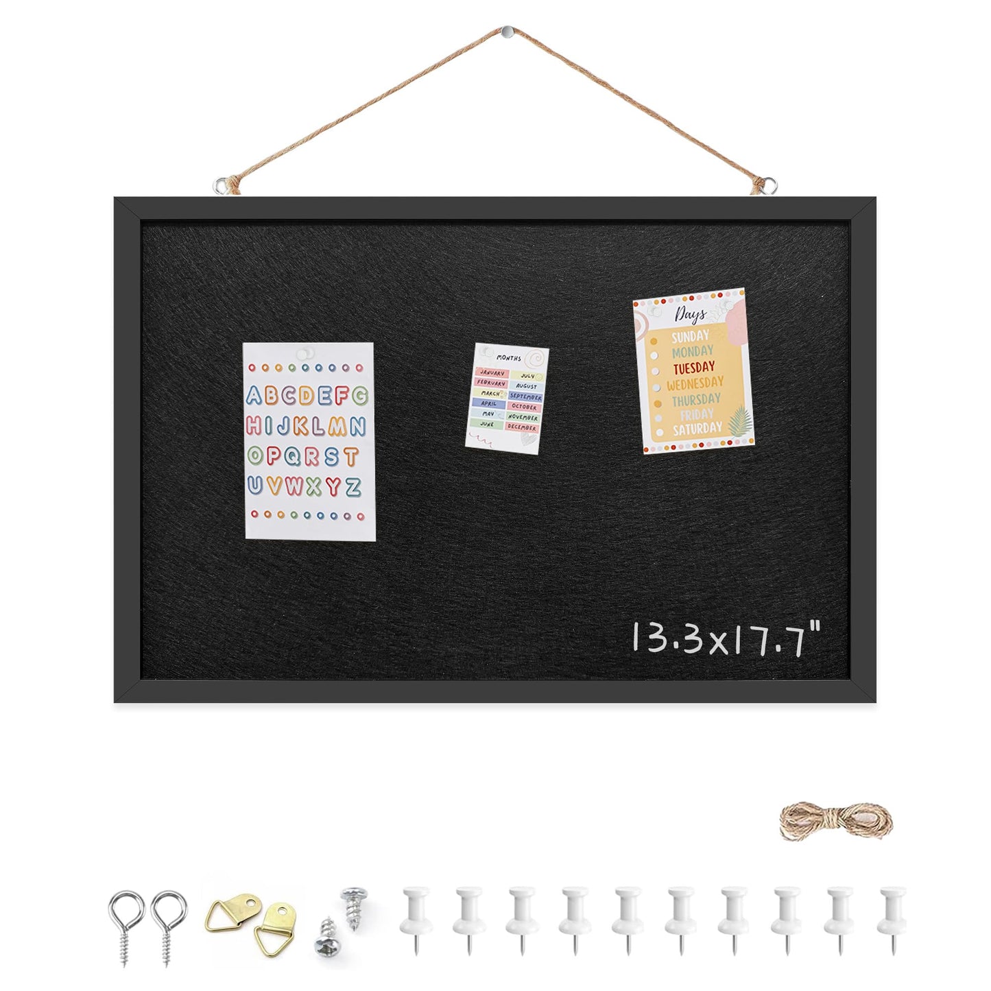 Yunihome 13.3x17.7 Inch Cork Board for Wall Hanging with Linen, Bulletin Board with Push Pins, Mounted Memo Message Board for Home Office Decor, Dorm Room Essentials, Classroom Organization