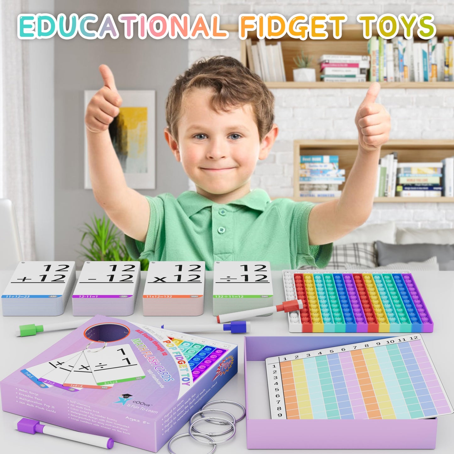 Math Games for Kids - Math Flash Cards - Interactive Practice Kit Pop It Practice with Addition, Subtraction, Multiplication & Division - Ideal for Learning and Skill Building - Ages 4-8