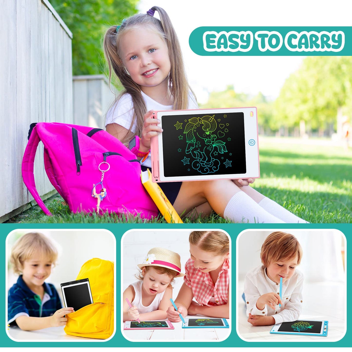 Zhehao 20 Pack LCD Writing Tablet for Kids: 8.5 Inch Colorful Drawing Doodle Boards - Reusable Erasable Doodle Board Educational Learning Toys Gifts for Toddlers Ages 3-8 Party Favors(Pastel,Classic)