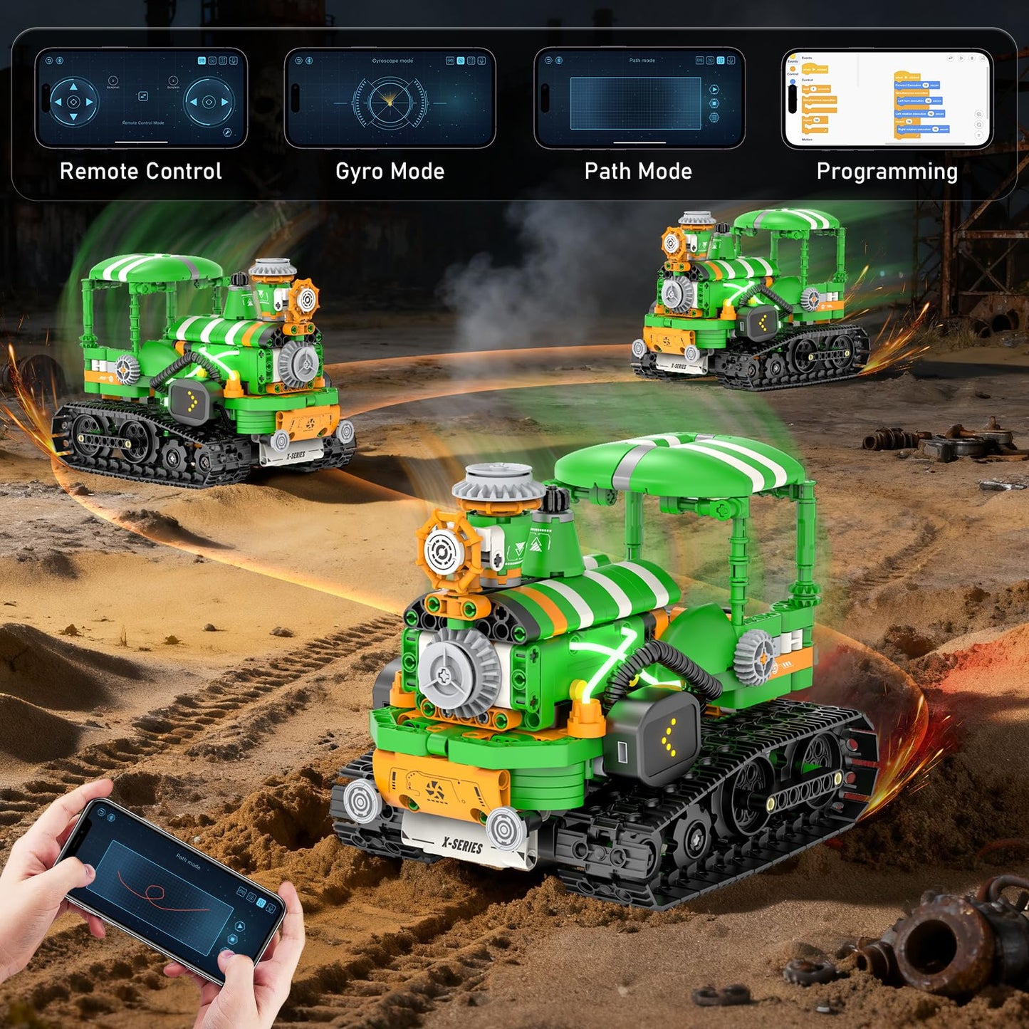 QHECTTY STEM Robot Building Kits for Kids 6-14, 5in1 Remote & APP Controlled STEM Tractor/Frog/Robot Building Toys, 732 Pcs Educational Building Block Sets for Kids, Erector Sets Gifts for Boys Girls