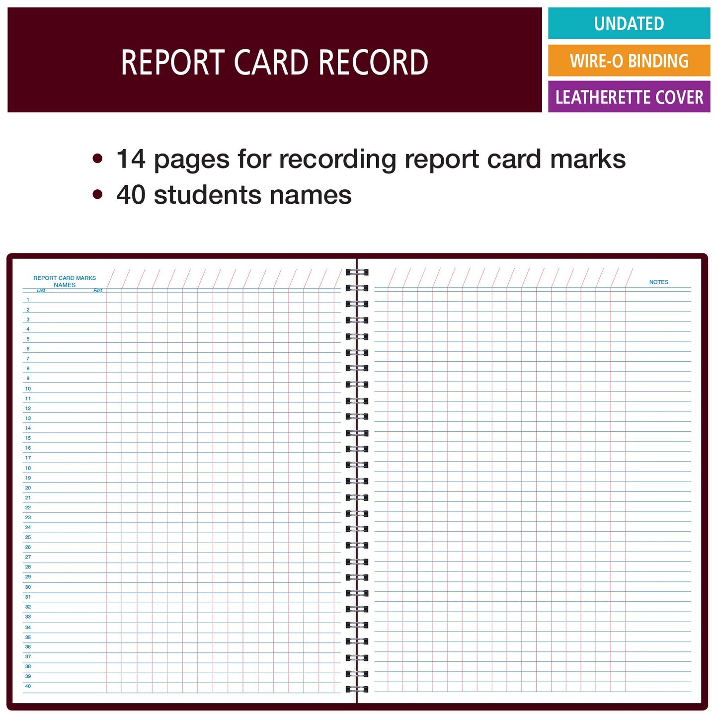 Elan Publishing Company, Class Record Book Unstructured...Set it up to Record Grades Your Way! 40 Student Names (Excello)