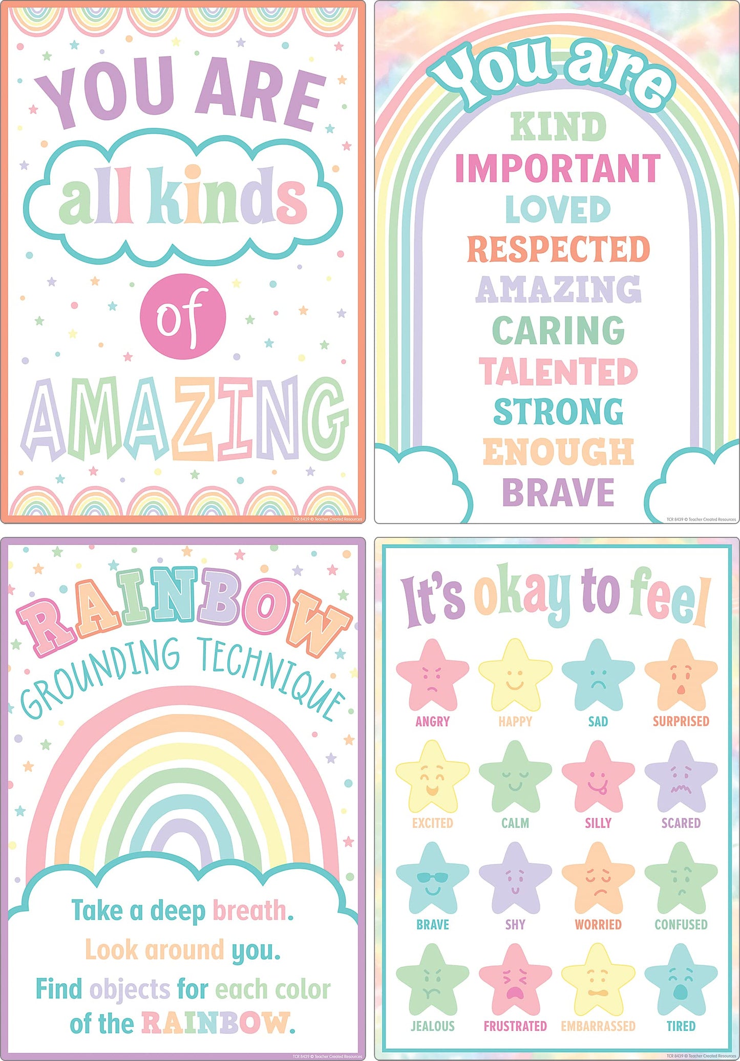 Teacher Created Resources Pastel Pop Calming Strategies Educational Poster Pack (TCR8439)