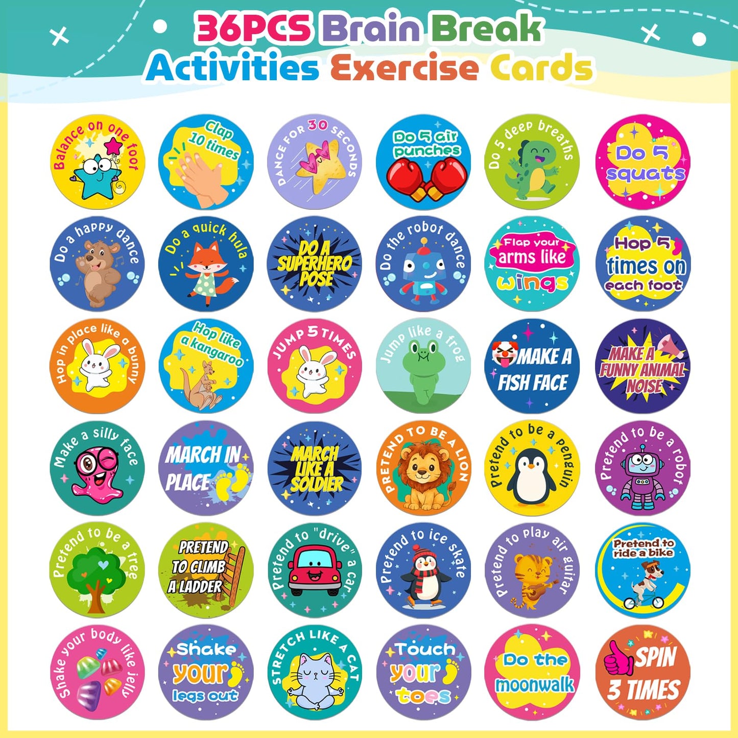 Brain Break Activities for Classroom Management Tools, 36 Pcs Classroom Games Set for Focus, Preschool Kindergarten Autism Classroom Must Haves Elementary Prek Essentials