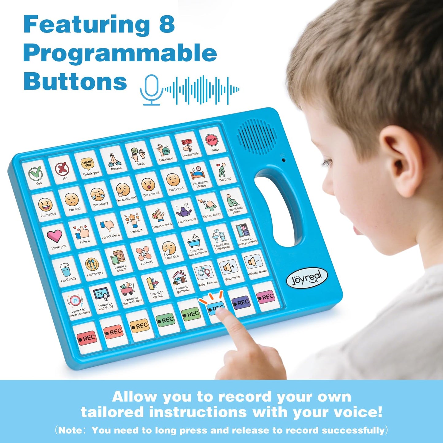 Joyreal AAC Device for Autism, Non Verbal Communication Tools for Speech Therapy & Stroke Rehab. Communication Tablet, Autism Talking Aids with 8 Programmable Buttons & Adjustable Volume
