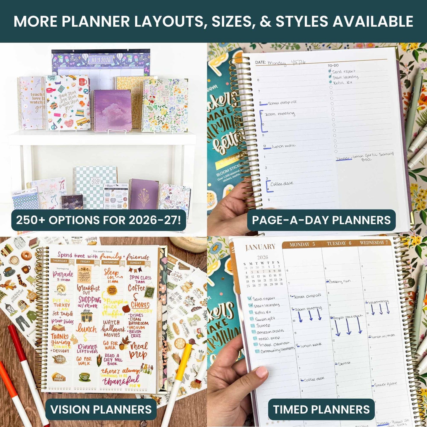 bloom daily planners 2026-2027 Planner - Academic Year (July 2026 - July 2027) Monthly & Weekly Soft Cover Planner for Women - 13 Month Calendar Agenda Book with Stickers - 5.5" x 8.25" - Painted Peonies