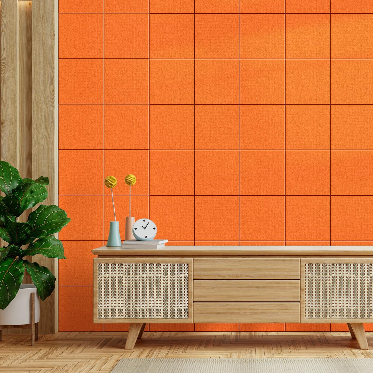 MaxGear Large Cork Board for Wall 36" x 24", Orange Bulletin Board, 6 Pack Felt Wall Tiles with Pushpins, Cork Boards for Office Push Pin Board Tack Board Felt Board