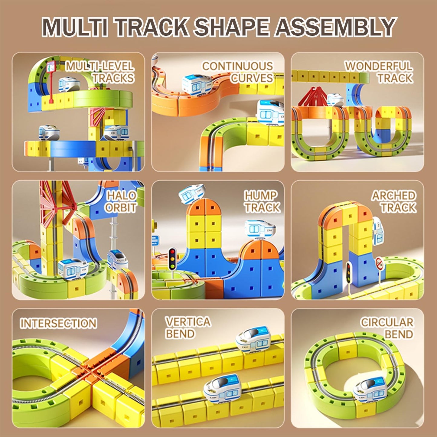 121PCS Magnetic Cube Track Train Set for Toddlers – 3D Vertical STEM Building Block Rail – Electric Magnetic Train Set Toy for Boys & Girls Ages 3-8