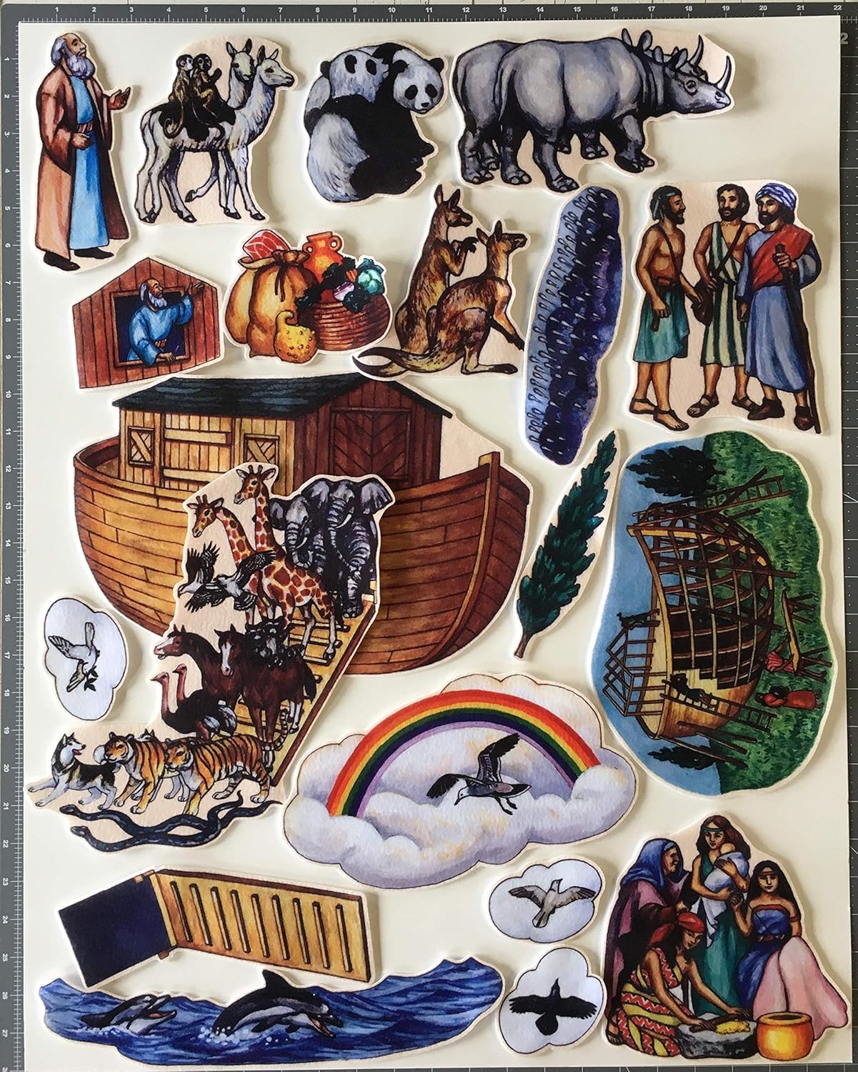 Story Time Felts Noah's Ark Bible Felt Figures for Flannel Board Stories Noah Animals Ark (XL Precut- Adult 6.5" Tall)