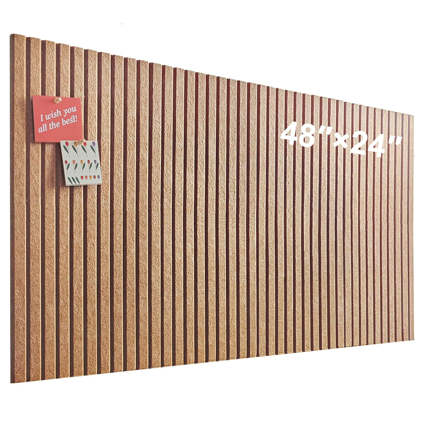 Large Cork Board for Office, 8 Pack Felt Wall Tiles with Slat Wall Paneling and Safe Removable Adhesive Tabs, Felt Bulletin Board Pin Board Cork Boards for Walls - Burnt Orange