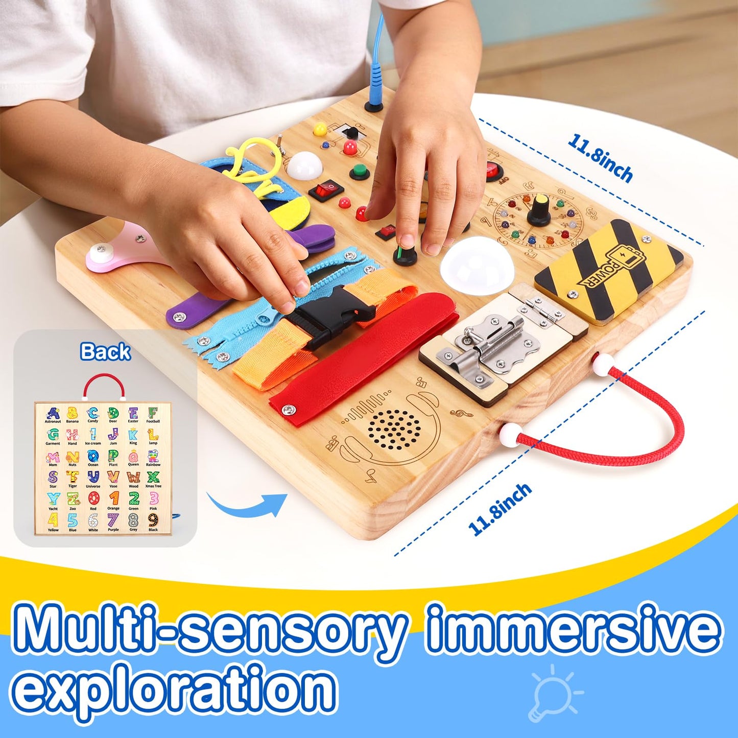 Grarain Busy Board for Toddlers - Montessori Educational Toy for 1-3 Year Old Boys & Girls | Travel-Friendly Sensory Learning Activity | Ideal for Kids with Autism(Busy Board v3)