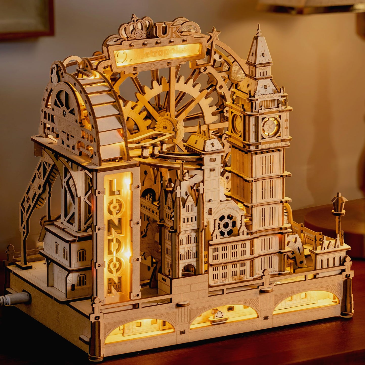 ROKR 3D Wooden Marble Run Puzzle for Adults, London Themed Mechanical Model Building Kits, 431 Pcs DIY Construction Toy, Brain Teaser Gift for Teens & Adults
