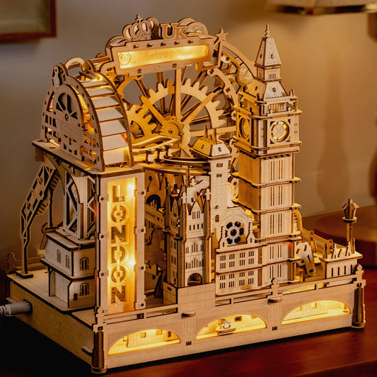 ROKR 3D Wooden Marble Run Puzzle for Adults, London Themed Mechanical Model Building Kits, 431 Pcs DIY Construction Toy, Brain Teaser Gift for Teens & Adults