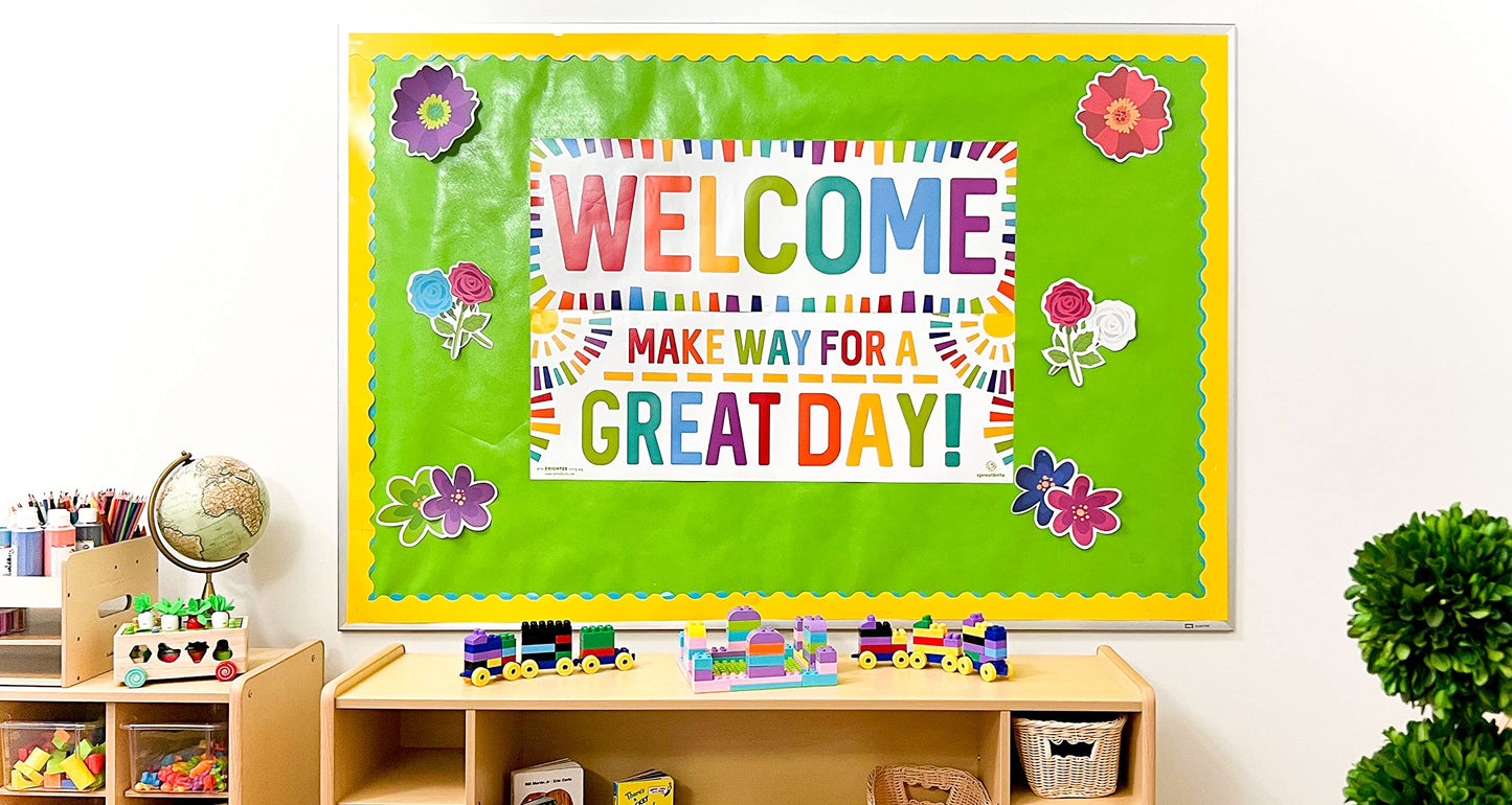 Sproutbrite 2 Educational Posters & Charts - 13.5" x 39" Welcome Banner & Teacher Posters - Bulletin Board and Wall Decor for Pre, Elementary and Middle School - Creates a Warm, Welcoming, and Inclusive Classroom Environment