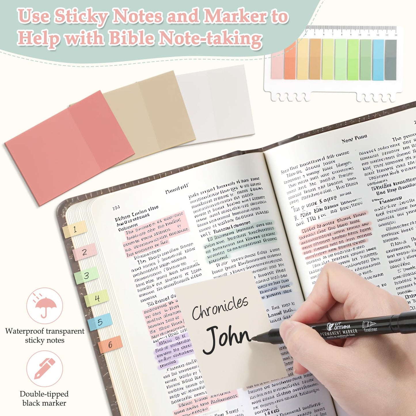 LifeisLuck Bible Journaling Kit, Bible Study Supplies Journaling Kit with Highlighters Marker Pens No Bleed Strip Index Tabs Bible Accessories Set for Women Students Beginner, Christian Gifts