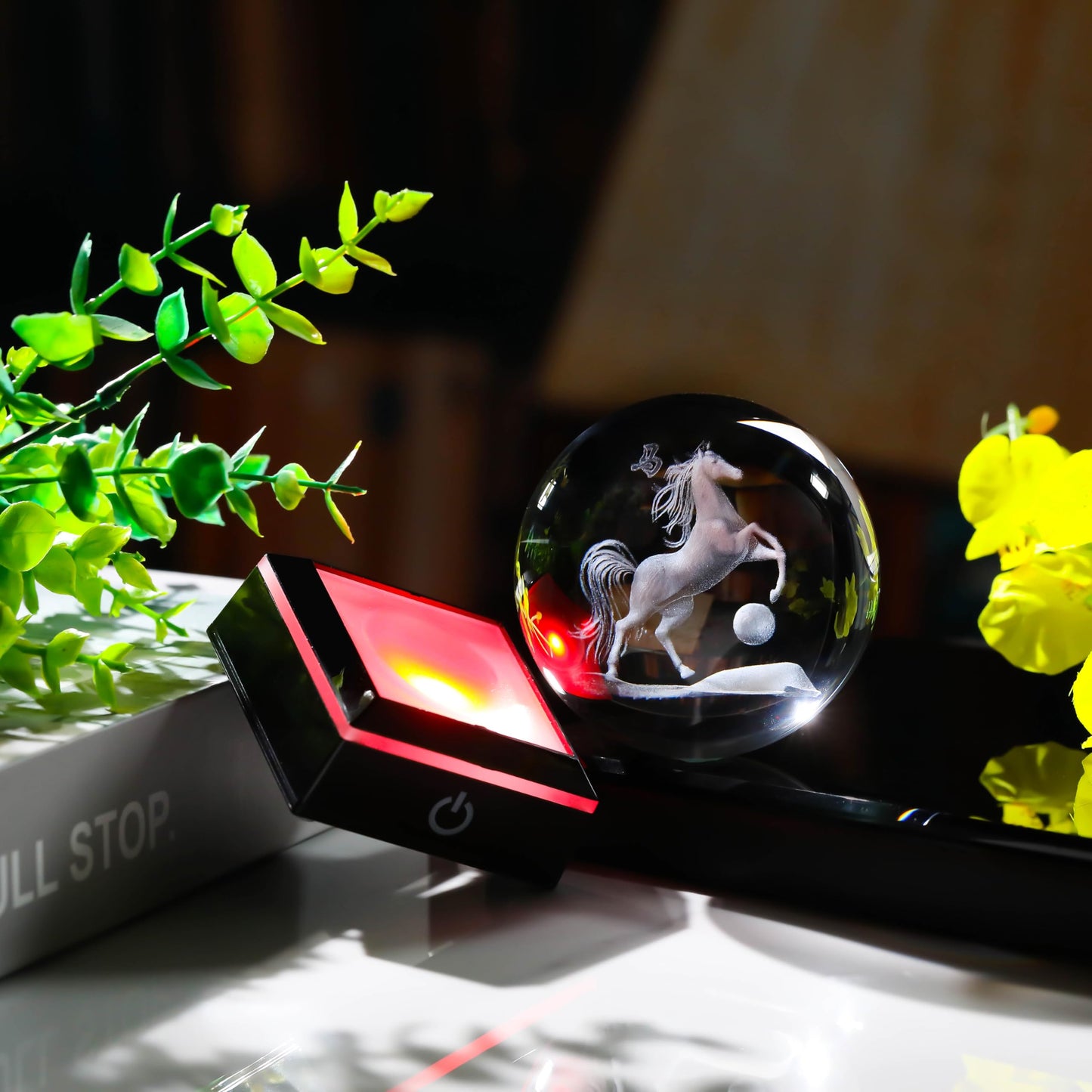 Qianwei Horse Gifts for Women 3D Crystal Ball 3.14'' - Laser Horse Decor Glass Animals Gifts Figurines Statue Stuff for Room Decorations Night Light