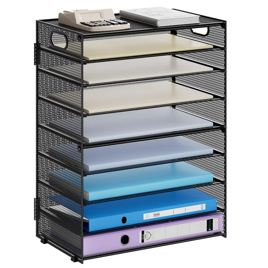 Marbrasse Paper Organizer Letter Tray, 9 Tier Mesh File Organizer with Handle, Paper Sorter Desk Organizer for Home Office Supplies