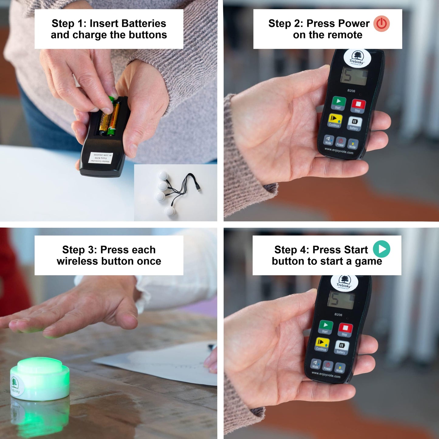 Trebisky Wireless Buzzer System for Game Show 8 Players Jeopardy Quiz Bowl Answer Buzzer w/ Light, Sound for Classroom Educational Learning Family Feud Adult Trivia Game Night Lockout,Back to School