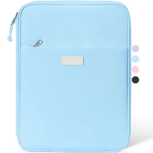 Sooez Zipper Binder Bag, 1 Inch Binders 3 Ring O-Ring, 5-Tab Dividers Expanding File Folder, 500-Sheet Capacity Three Ring Binder, Cute Organizer Storage for Student School Classroom Supplies, Blue