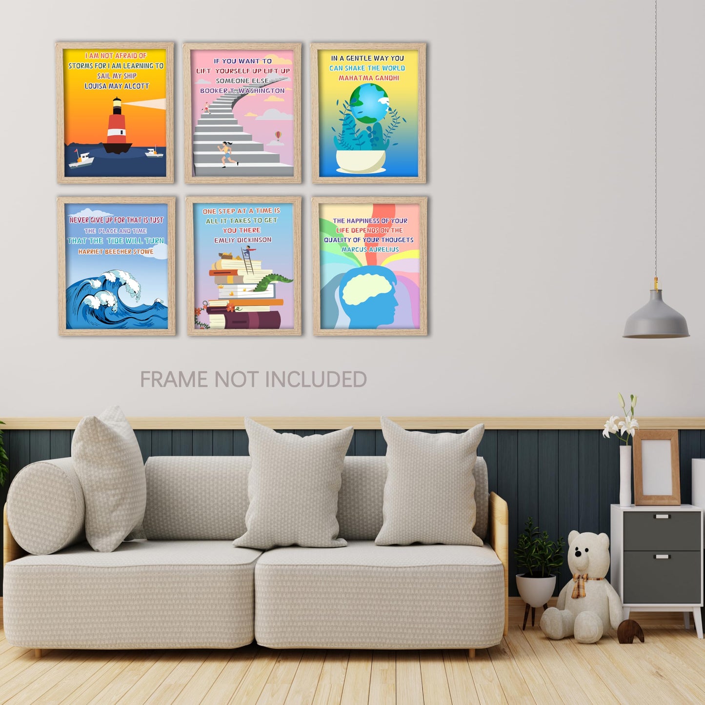 KDMAZH 6pc Set Inspirational and Motivational Classroom Posters， Language educational poster， Positive Posters， for Middle and High School Classroom Decorations ，8×10Inch，Unframed