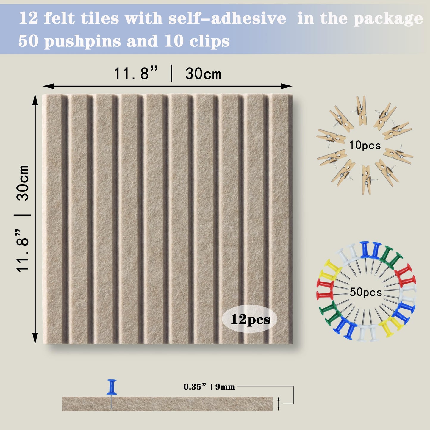 YOUDEFUL Large Cork Board Alternative-12 Pcs Self-Adhesive Felt Bulletin Board Tiles, Felt Pin Board Cork Board Tiles for Home Office Wall Decor, Tack Board 47"x35" (Camel Brown