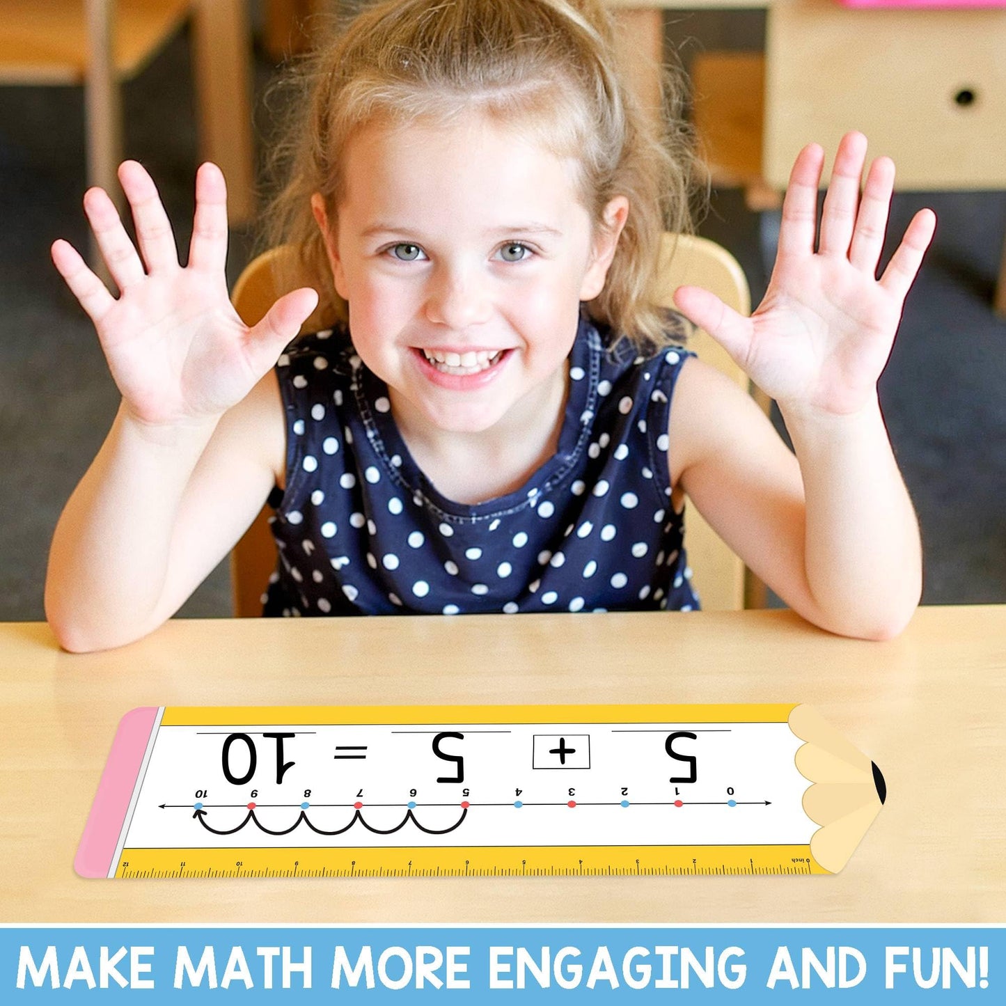 BrightenKidz 26 Pack Pencil Shape Number Line Dry Erase Boards 14"x4" Math Manipulatives for Kindergarten, Students, Classroom Must Haves