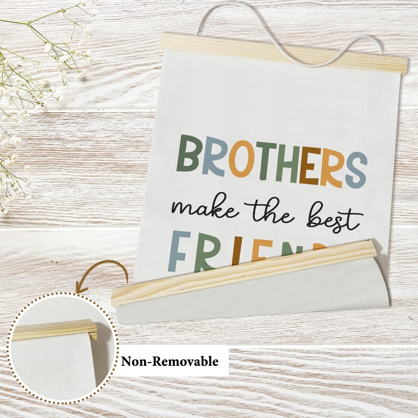 Nopoben Brothers Poster Hanger Frame - Brothers Make the Best Friends, Kids Room Wall Art With Wooden Poster Hanger, Boys Bedroom Playroom Game Room Decor(12x16 Inches)-04
