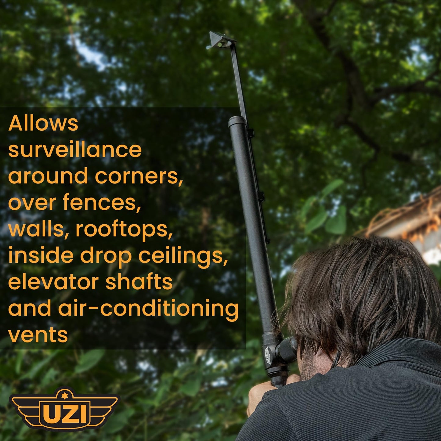 Uzi Expandable Tactical Professional Periscope Adjustable 20" to 27", Weatherproof Aluminum Spy Periscope for Adults, Kids, Hunting, Hiking, Surveillance, 5X HD Magnification, Black