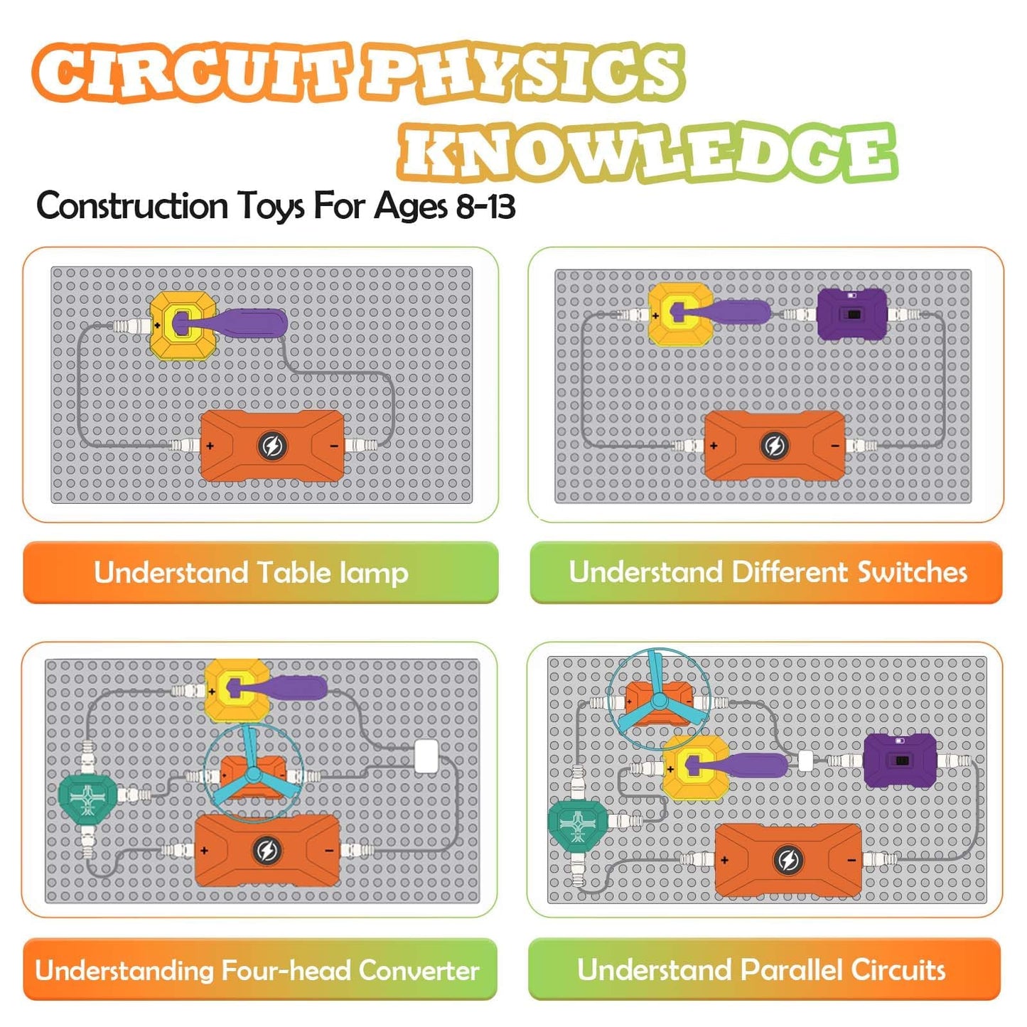 STEM Toys for Ages 8-13, 2-in-1 Physics Science Kit & Building Set, 218 Pcs Circuit Board for Kids with 20+ Experiments & DIY 19 3D Car Model Kits, Educational Engineering Gift for Boys and Girls