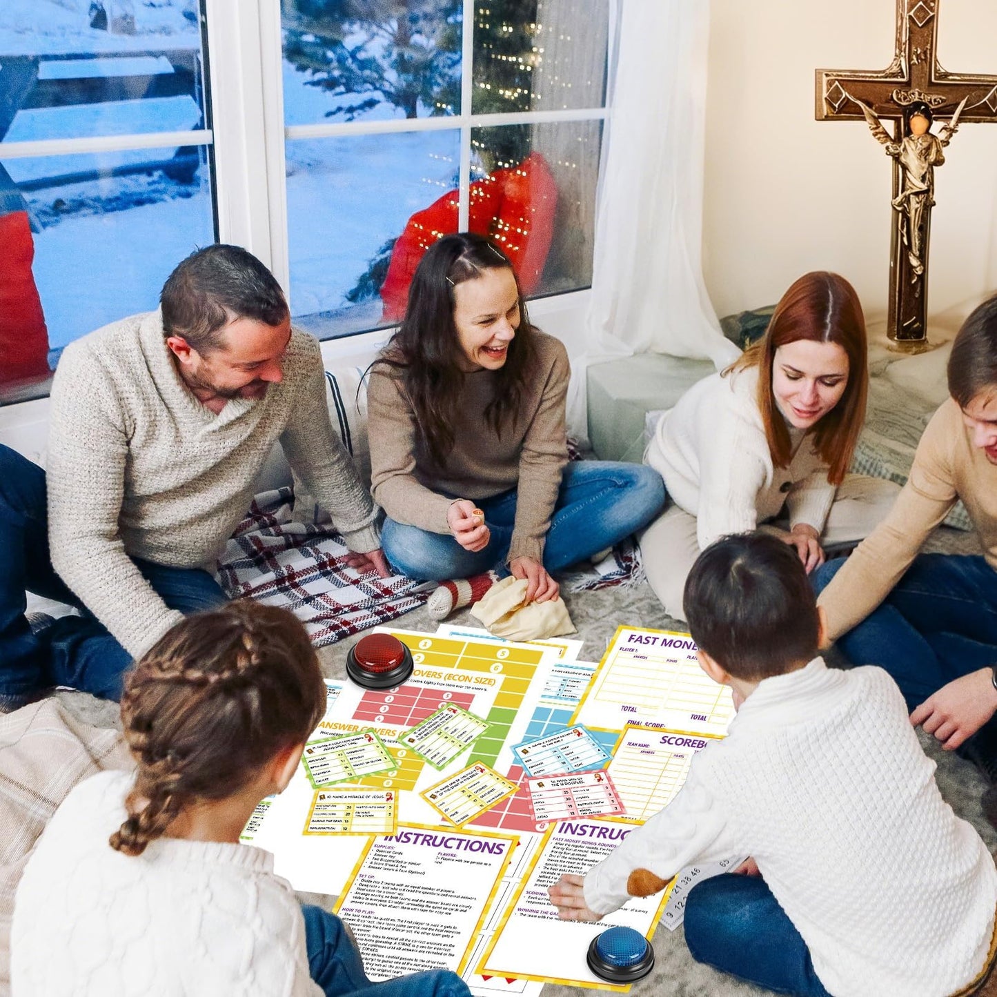 Christian Bible Feud Game with Buzzers Religious Trivia Card Game for Church Group Activities Bible Quiz Game for Family Game Night Christmas Party Classroom Team Building