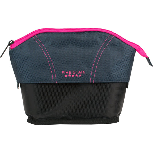 Five Star Pencil Pouch, Pen Case, Quick View Expandable Zipper Pouch, Storage Organizer for School Supplies Earbuds Chargers Cables Makeup, Navy/Pink (507610B-ECM)