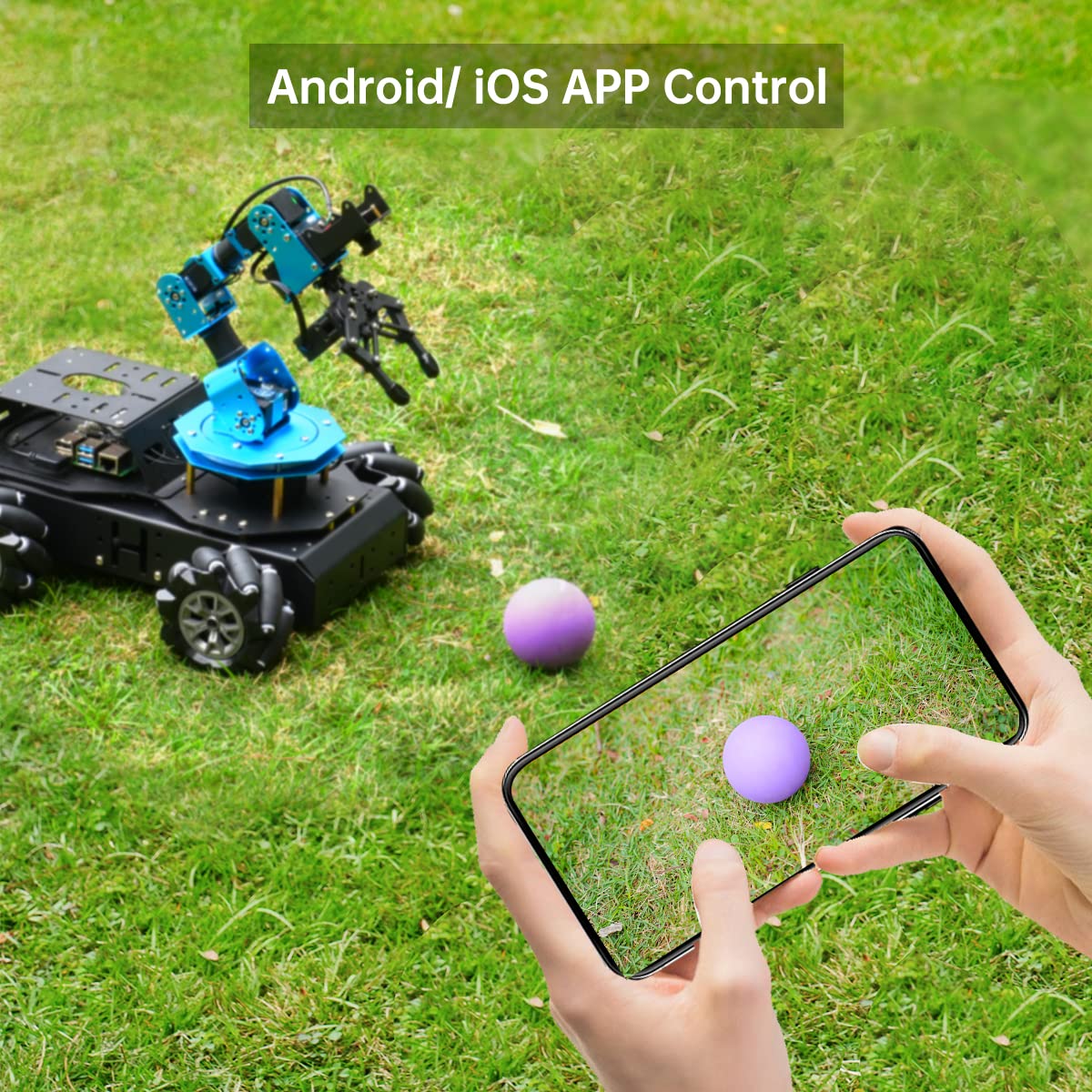 HIWONDER 6DOF Robot Arm Raspberry Pi 5 8GB AI Vision Robotic Arm Car with 4WD Mecanum Wheel Chassis DIY Robot ROS Open Source for Adults and Teens