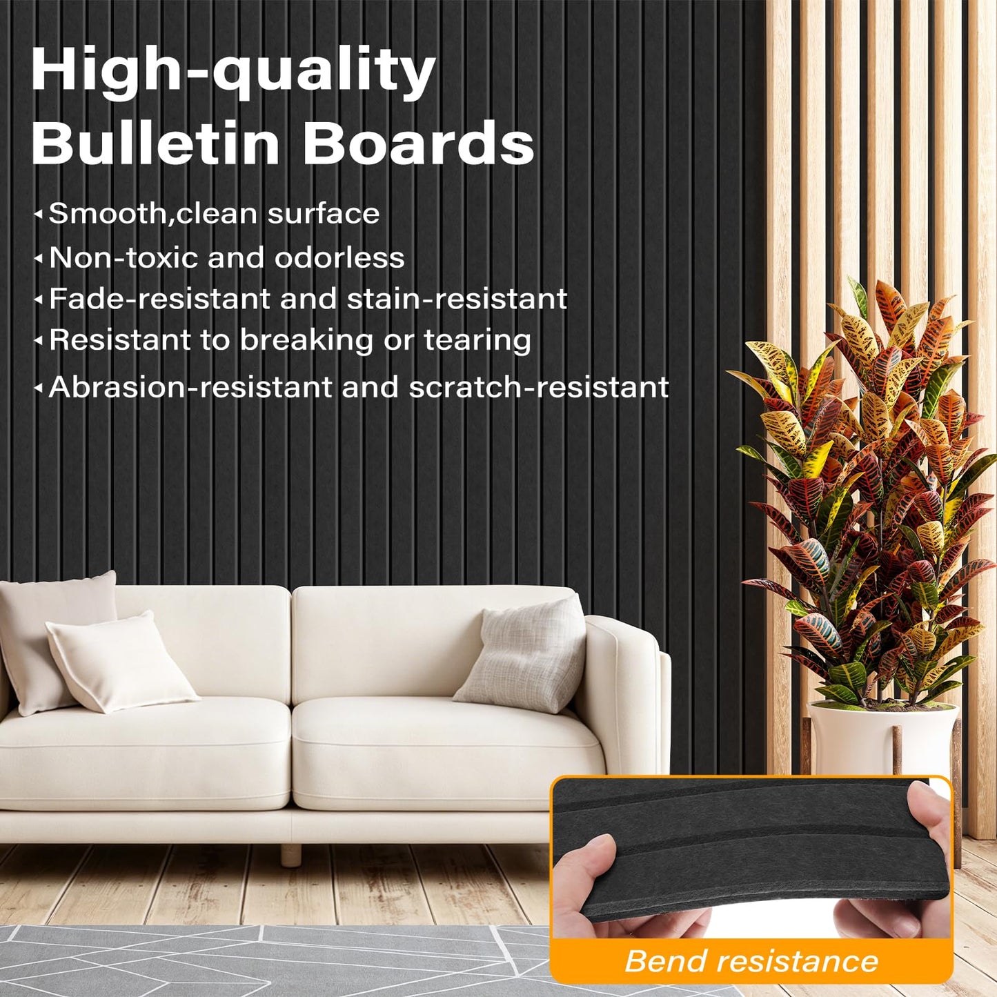 Large Felt Bulletin Board，47.2" x 35.4" 12 Pack Cork Board Alternative for Walls,Felt Wall Tiles for Office & Home Decor,Pin Board with 30 Pcs Pushpins and 72 Adhesive Tabs-Charcoal Gray