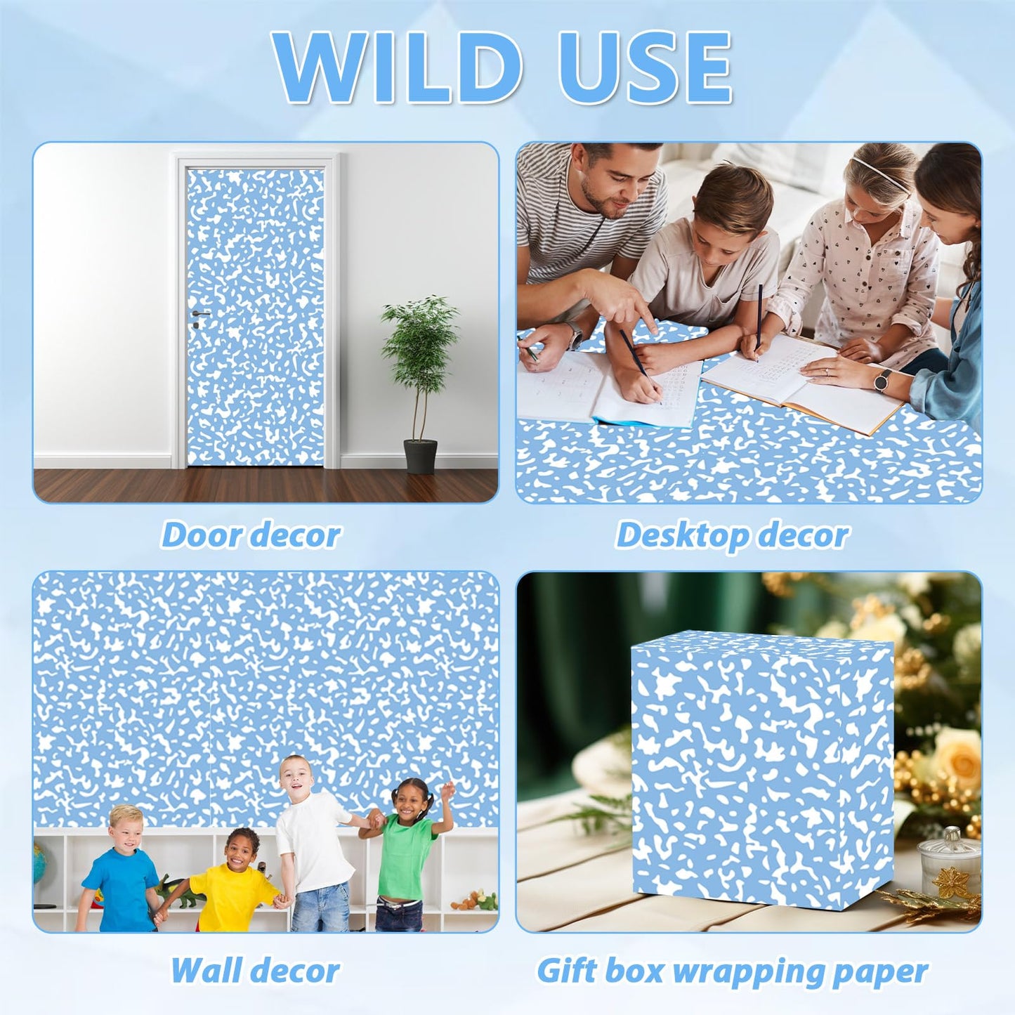 Composition Blue Bulletin Board Paper Roll Blue Dot Bulletin Board Background Paper Fade Resistant Classroom Decoration Poster for Art Craft DIY Projects Home Office Wall Party Supplies 17.7in x 20ft