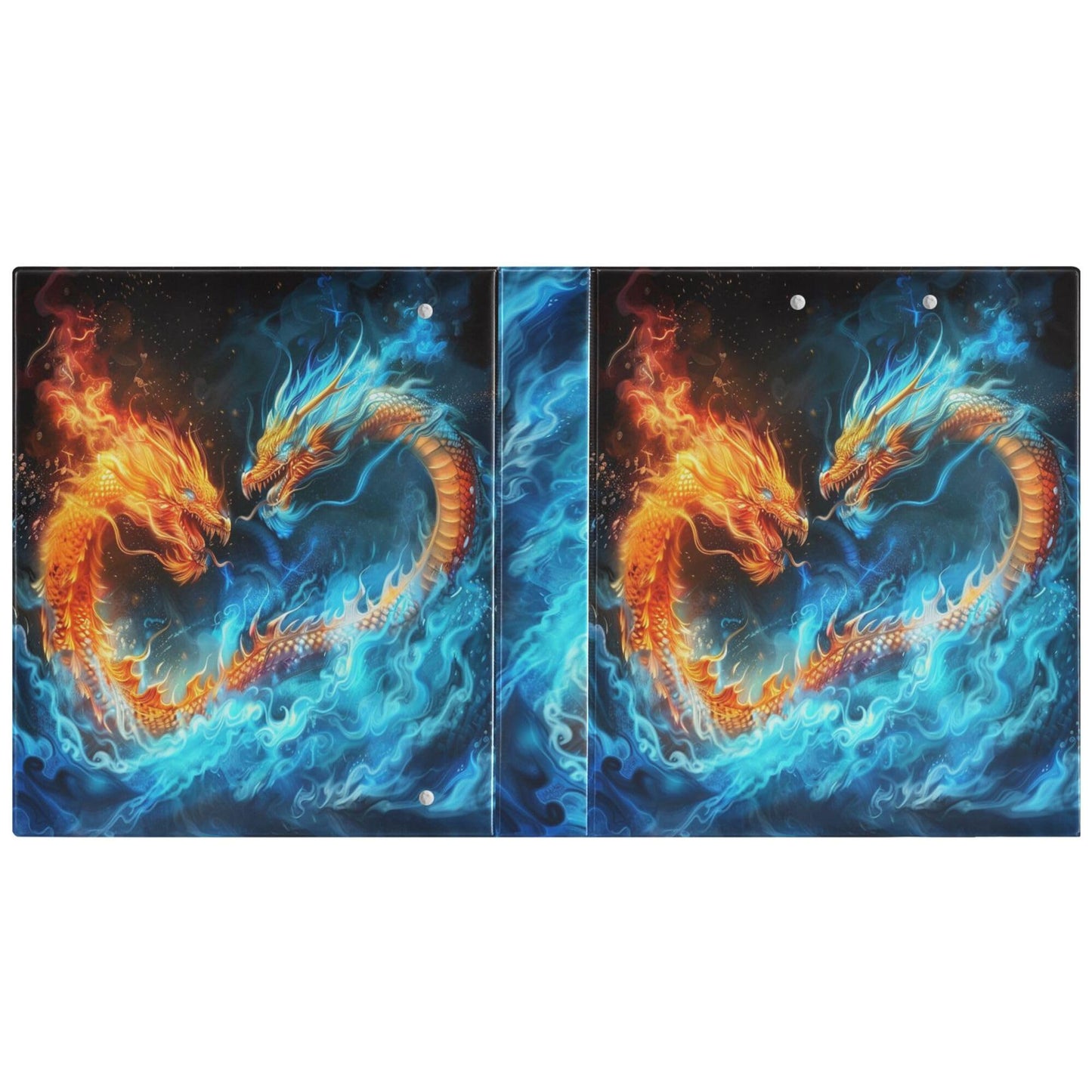 Dragon Round Ring Binders 1.5 Inch Dinosaur Ice Fire Legend Galaxy Stars Red Green Demon Evil 3 Ring Clipboard Binder for Office School Work Supplies File Folder 200 Sheet Capacity Easy Open