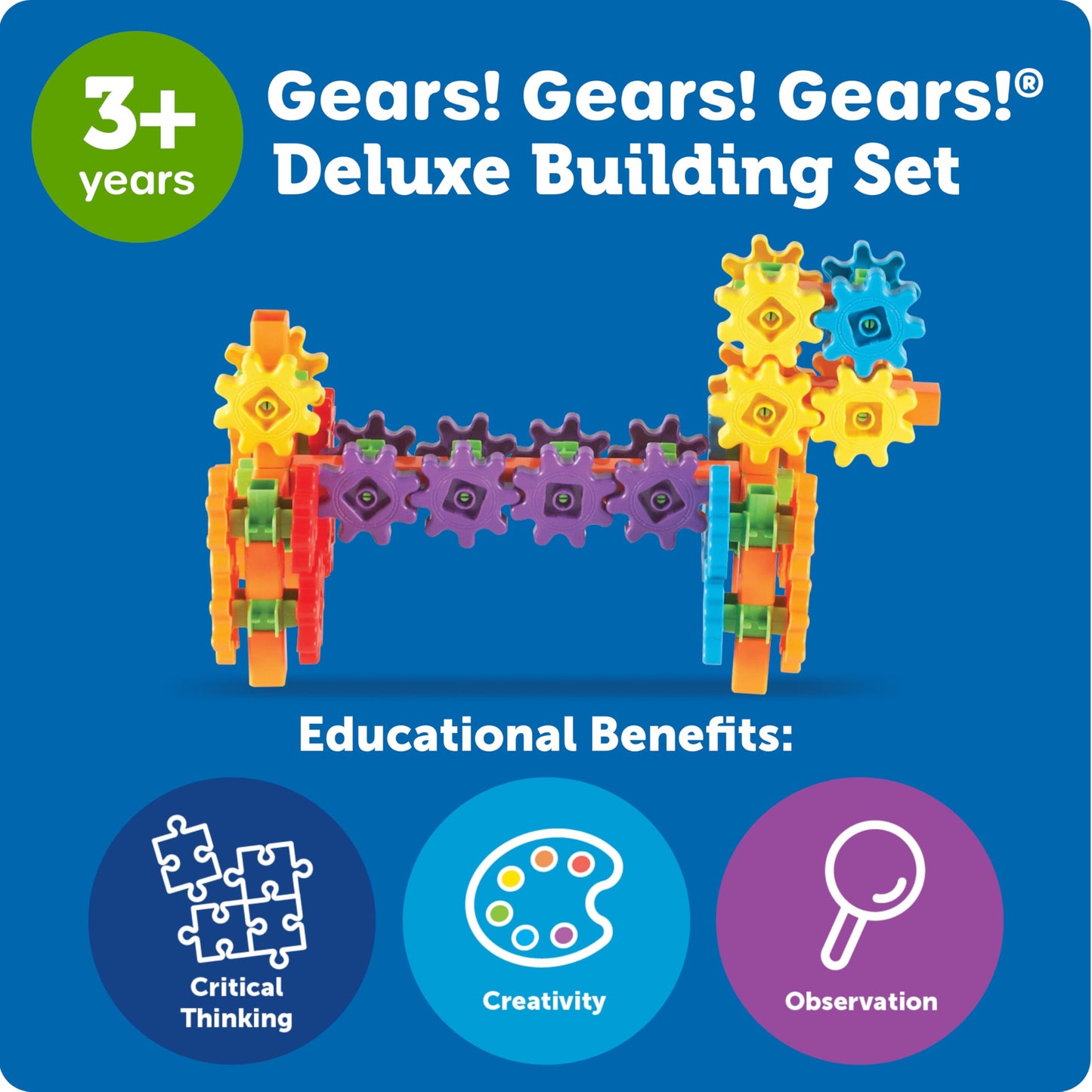 Learning Resources Gears 100-Piece Deluxe Building Set -STEM Activities, Fine Motor Skills, Toddler Explorer Kit, Science and Construction, Boys and Girls Gifts