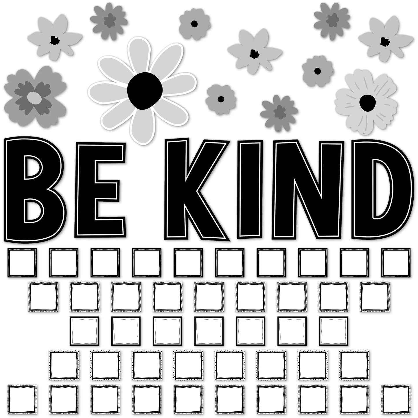Teacher Created Resources Black and White Floral Be Kind Bulletin Board (TCR6801)