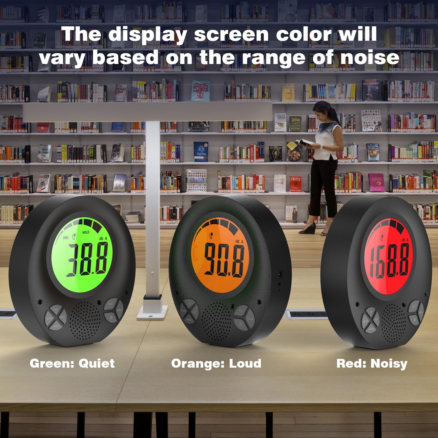 SWAREY Digital Decibel Meter with DIY Voice Warning Function, Wall Hanging Sound Level Meter 35dB to 135dB with Alarm Quiet Please, Sound Level Meter for Schools Hospitals Temples Libraries Theaters
