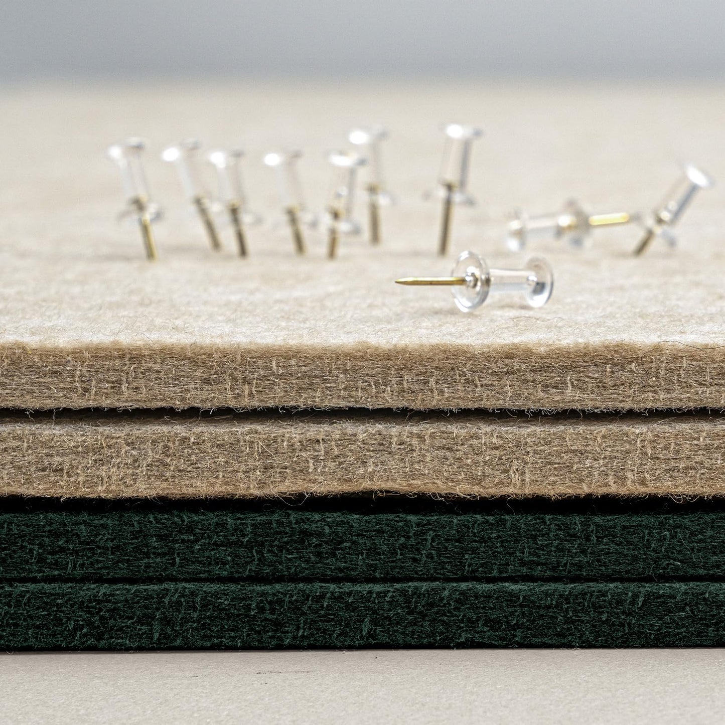 Bulletin Board, 24 x 18 inches Felt Board Decorative Pin Board, Cork Board Alternative for Wall, Foldable Photo Board Self-Adhesive Vision Board Mood Board with 20 Pushpins - Dark Green