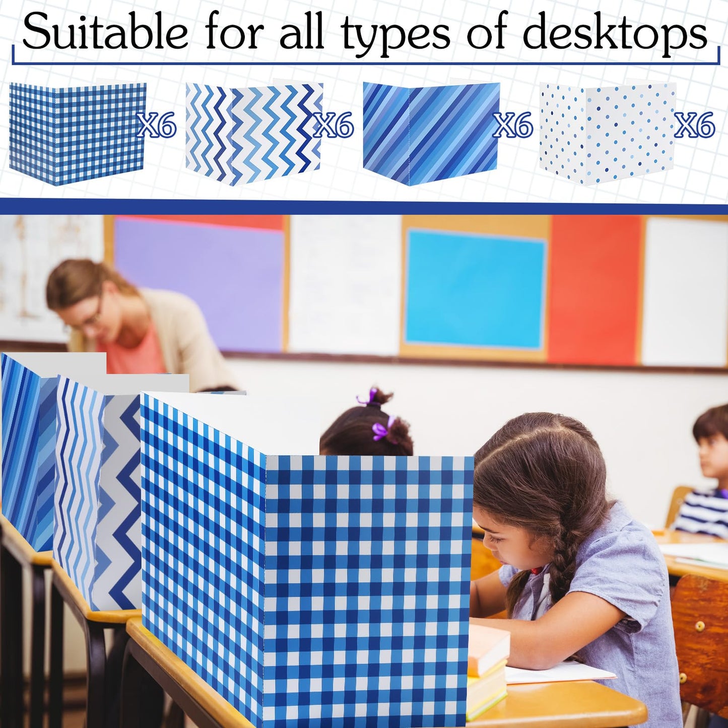 SATINIOR 24 Pcs Privacy Folders for Students, Desk Dividers for Classroom Testing, Student Privacy Boards Classroom Must Have, School Teacher Supplies