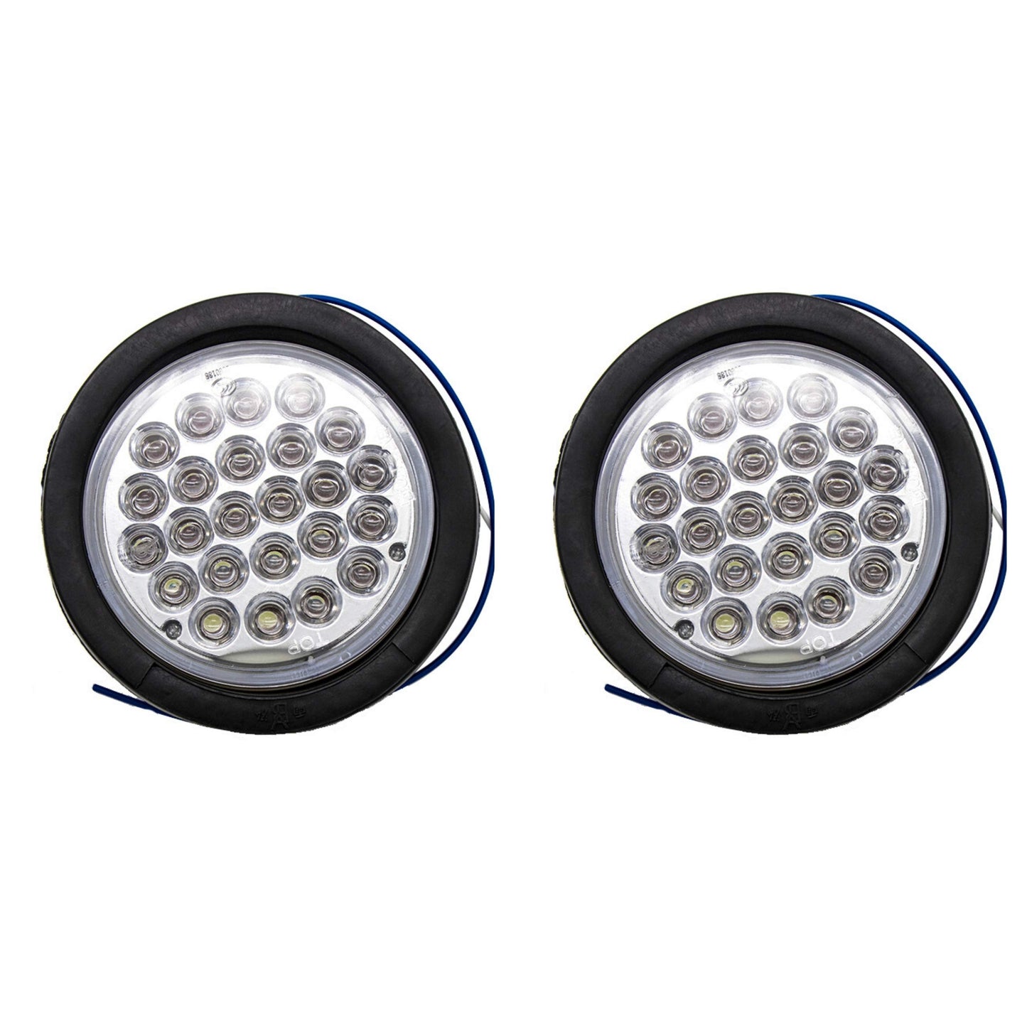 All Star Truck Parts 4in Round LED Trailer Tail Light 24 LEDs IP67 Waterproof Model ASTPL012R4C2 White