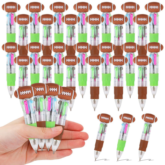 CZWZ 30Pcs Mini Multicolor Pens in One 4-in-1 Cute Pens Bulk, Ballpoint Pen for Birthdays and Parties, Fun Gifts Assorted Ink Kawaii Pen(Football)