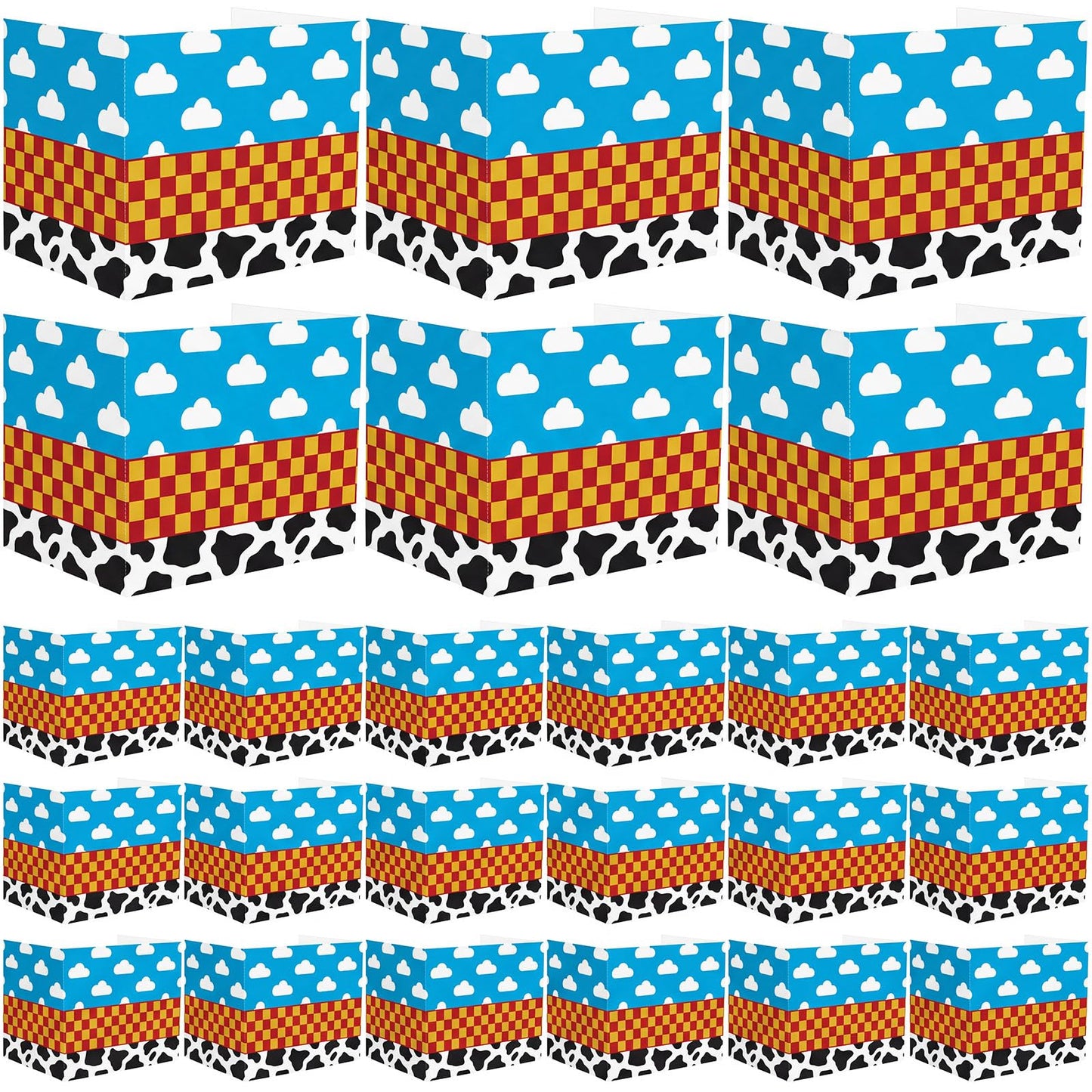 SATINIOR 24 Pcs Privacy Folders for Students, Desk Dividers for Classroom Testing, Trifold Cardboard Privacy Boards, Study Carrels Panel School Teacher Supplies(Cloud and Cow Style,White and Blue)