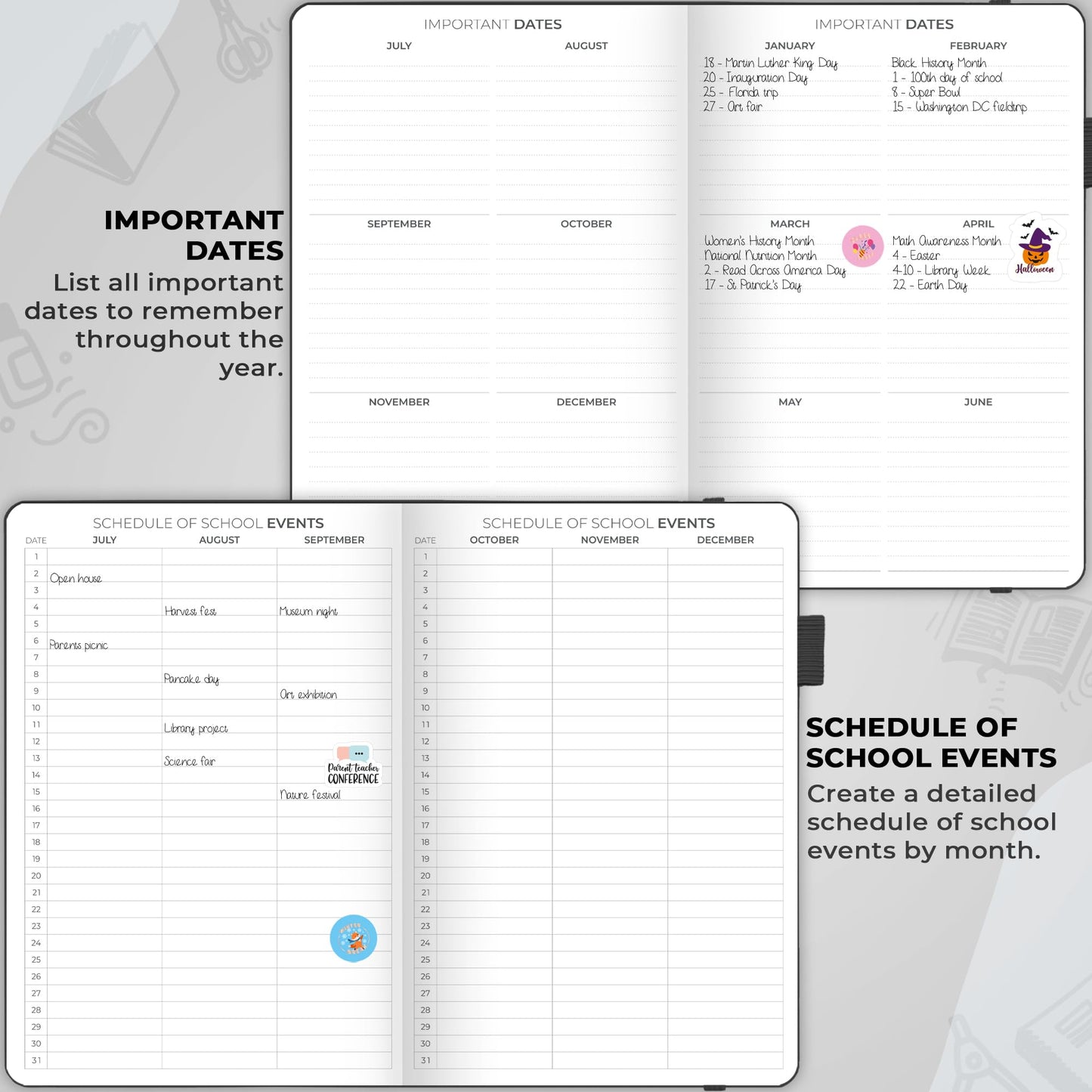 Clever Fox Teacher Planner – School Year Planner with Calendars & Lesson Plans – Teacher Plan Book for Classroom & Homeschool Organization - Undated, A5 Size, Hardcover (Black)